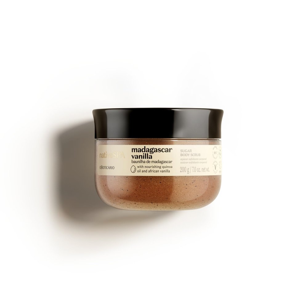 Nativa SPA by O Boticrio Madagascar Vanilla Exfoliating Body Scrub, Hydrating & Anti Aging Gentle Exfoliator, 7 Ounce