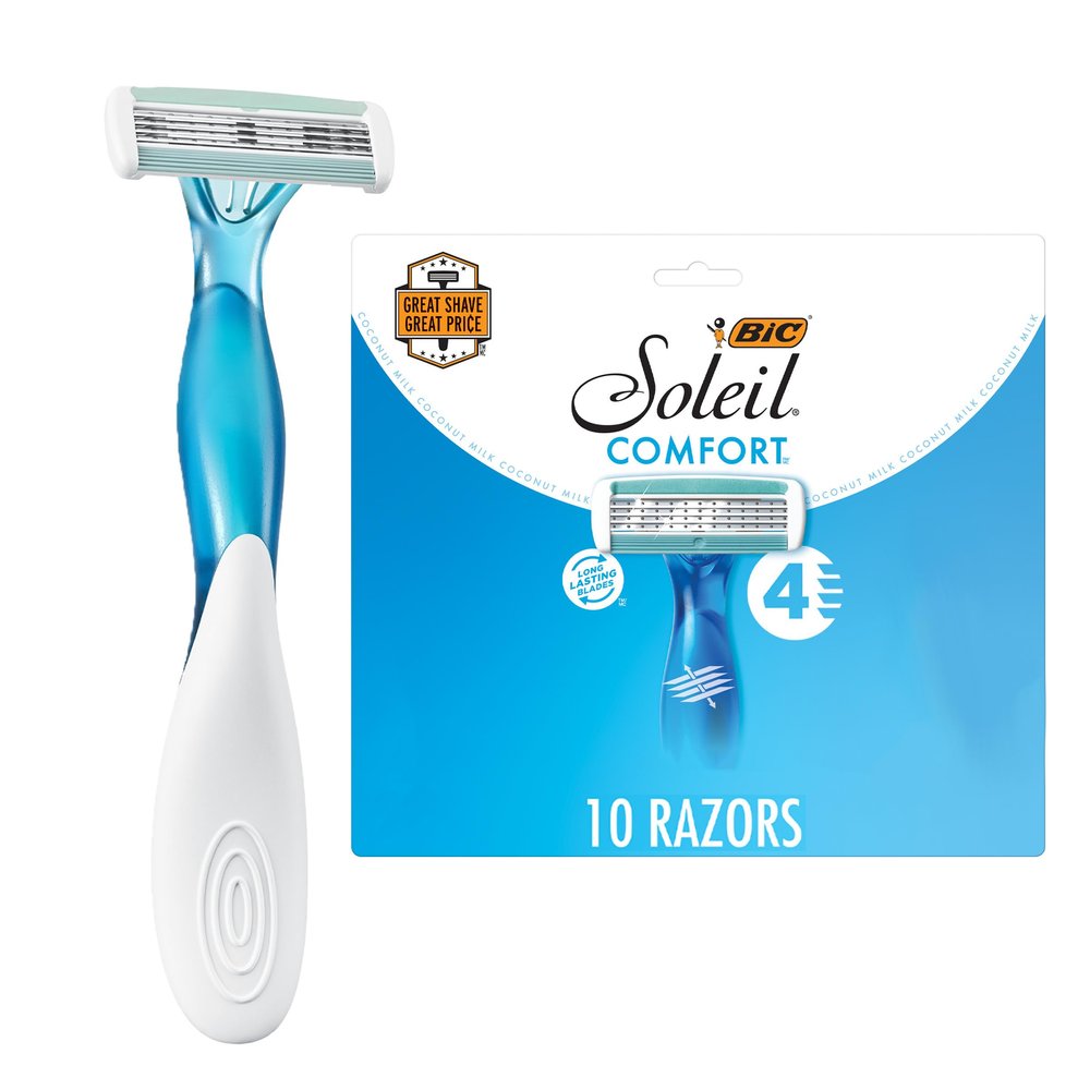 BIC Soleil 4 Women's Disposable 4 Blade Razors, Flexible Blades and Rubber Grip Handle, 10-Pack