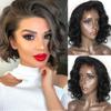 Bob Human Hair Lace Front Wigs Short Wavy Lace Frontal Wigs with Baby Hair 130 Density Glueless Human Hair Wig (10", natural color) view 3
