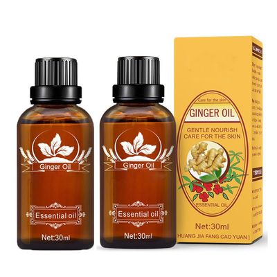 2 Pack Ginger Oil for Lymphatic Drainage, Vamotto Ginger Essential Oil for Swelling and Pain Skin Body Massage, Ginger Massage Oil Essential, SPA Ginger Essential Oils, Ginger Body Oil 30ML/Bottle