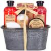 BRUBAKER Cosmetics 7 Pcs Bath Gift Set 'Garden Flowers' in Vintage Metal Tub - Red Poppies Scent - Home Spa Set view 1