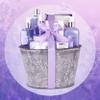 BRUBAKER Cosmetics Relaxing at Home Spa Gift Basket - Fresh Lavender - 9 Pcs Bath & Body Gift Set Including Vintage Planter view 2