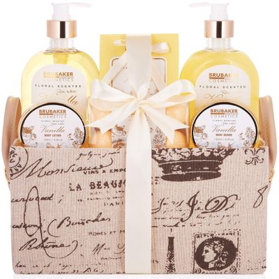 BRUBAKER Cosmetics Luxury Bath & Body Gift Set - Vanilla Rose Mint - 12 Pcs Spa Gift Set for Women and Men