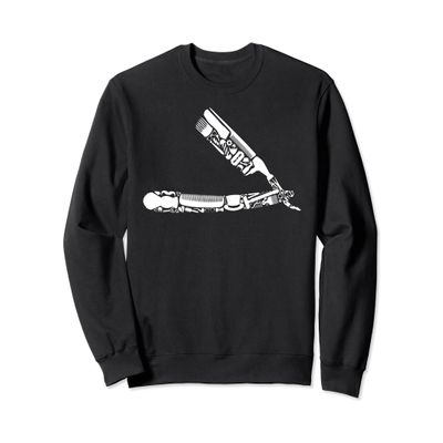 Barber's Straight Edge Razor Icons - Barbershop Sweatshirt