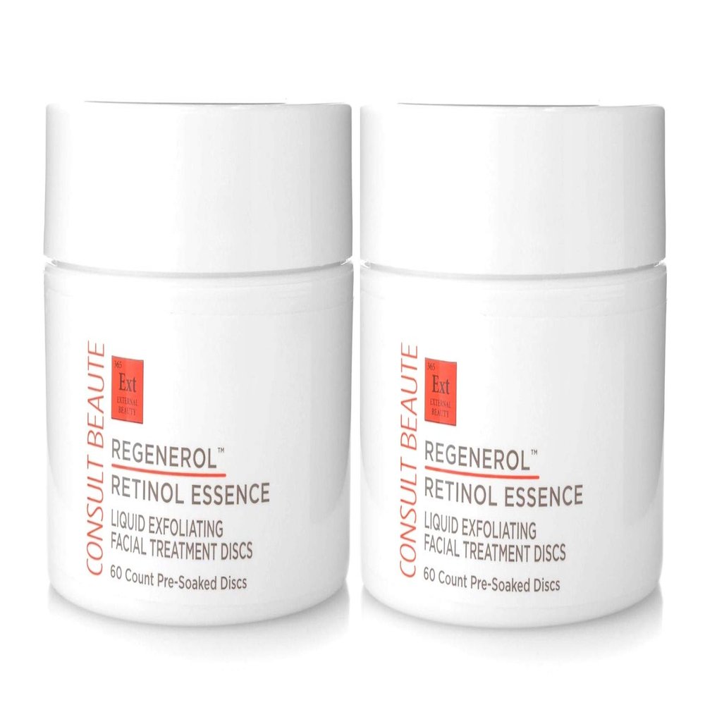 Consult Beaute - Regenerol - Retinol Exfoliating Facial Treatment Pads - Micro Exfoliation for Face - Smoother, Glowing Skin - 60 Disposable Wipes (2Pack)