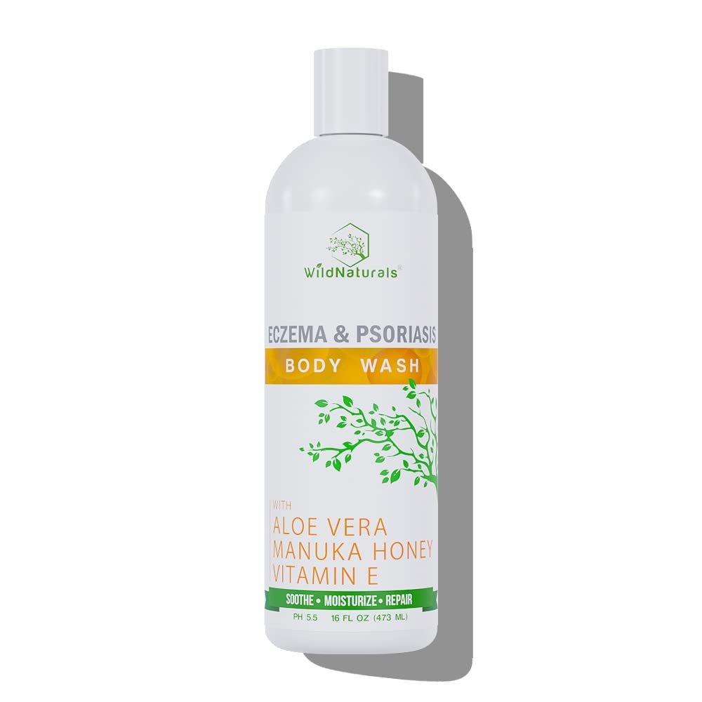 Wild Naturals Moisturizing Eczema Body Wash  Gentle Psoriasis Body Wash for Itchy, Dry Skin Relief  Eczema Soap for Redness and Flareups  Hydrating Cleanser for Women and Men
