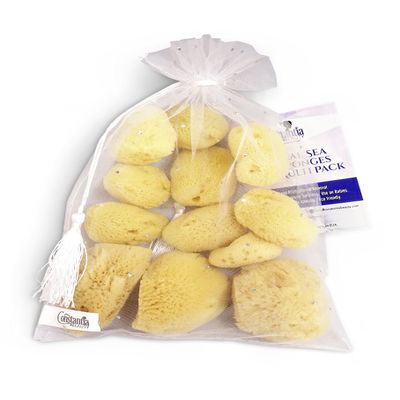 Natural Sea Silk Sponges 12pk: Size 9pc x1.5-2.5" 3pc x 2.5"-3", Like Cotton Balls, for Cosmetic Use, Makeup Application & Removal, Face & Eye Cleaning, with Luxury Gift Bag by Constantia Beauty