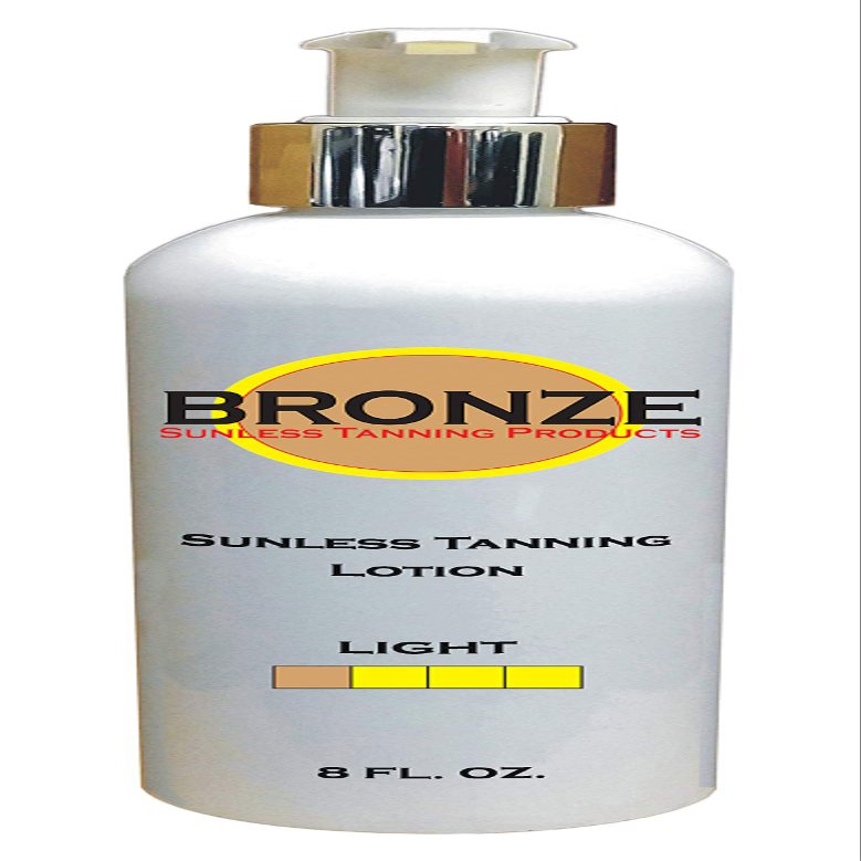 BRONZE - Sunless Self Tanning Lotion - LIGHT - 8 oz + INCLUDES: Applicator Mitt, Application Gloves and Best Fake Tanner Lotion Mousse Spray Sample  Gorgeous, Natural Looking Tan Lasts 7 Days
