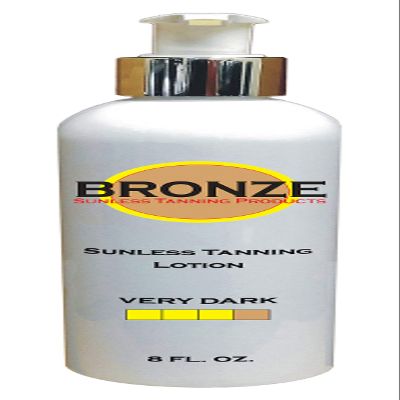 BRONZE - Sunless Self Tanning Lotion - VERY DARK - 8 oz + INCLUDES: Applicator Mitt, Application Gloves and Best Fake Tanner Lotion Mousse Spray Sample  Gorgeous, Natural Looking Tan Lasts 7 Days