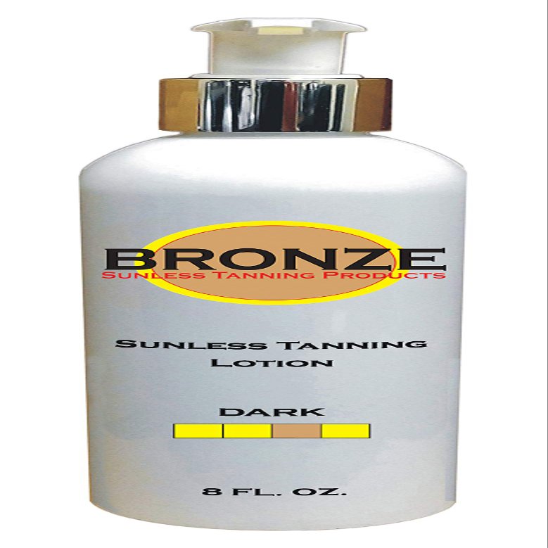 BRONZE - Sunless Self Tanning Lotion - DARK - 8 oz + INCLUDES: Applicator Mitt, Application Gloves and Best Fake Tanner Lotion Mousse Spray Sample  Gorgeous, Natural Looking Tan Lasts 7 Days
