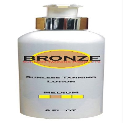 BRONZE - Sunless Self Tanning Lotion - MEDIUM - 8 oz + INCLUDES: Applicator Mitt, Application Gloves and Best Fake Tanner Lotion Mousse Spray Sample  Gorgeous, Natural Looking Tan Lasts 7 Days