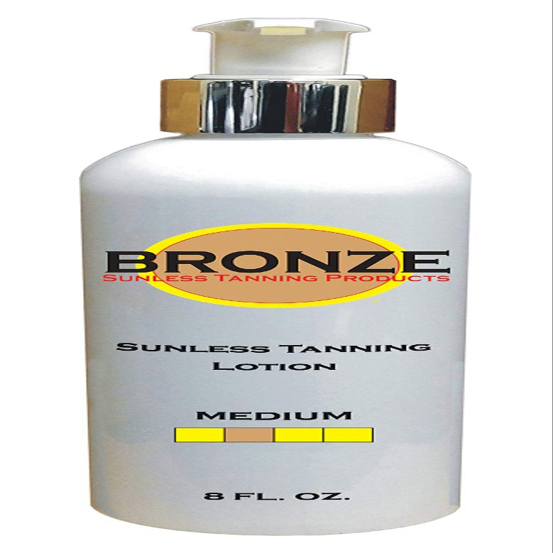 BRONZE - Sunless Self Tanning Lotion - MEDIUM - 8 oz + INCLUDES: Applicator Mitt, Application Gloves and Best Fake Tanner Lotion Mousse Spray Sample Gorgeous, Natural Looking Tan Lasts 7 Days