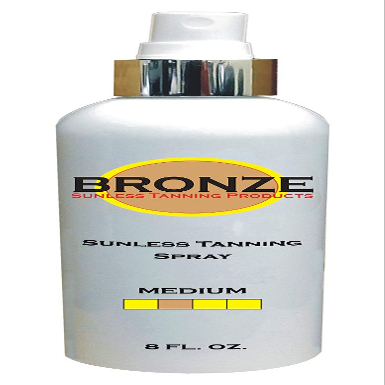BRONZE - Sunless Self Tanning Spray (Pump) - MEDIUM - 8 oz + INCLUDES: Applicator Mitt, Application Gloves and Best Fake Tanner Lotion Mousse Sample  Gorgeous, Natural Looking Tan Lasts 7 Days