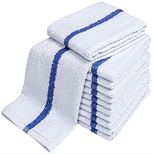 Atlas Economy Hand Towels 16x27 Inch (48 Bulk Pack) White with BLUE Stripe 100% Cotton - Salon, Gym, Spa, Massage, Spas, Motels, Restaurants, Cleaning, Auto & Home - Eco-Friendly