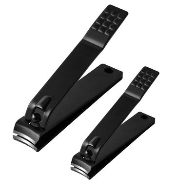 2 Pcs Stainless Steel Nail Clippers, Black Plating Fingernail & Toenail Cutter Trimmer Tools for Personal Hand/Foot Care, Manicure and Pedicure