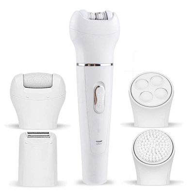 5 in 1 Rechargeable Electric Face Epilator with Body Trimmer, Facial Massager, Shaver, Pedicure, Cleaning Brush and Epilator Waterproof for Women