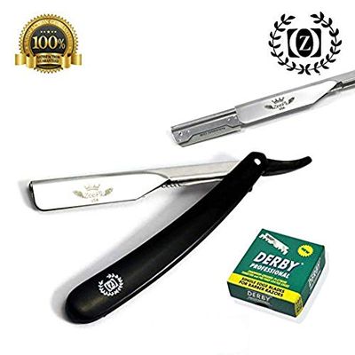 BARBER SALON NAVAJA CUT THROAT STRAIGHT RAZOR RASOIR NAVAJA BLU + 100 BLADES