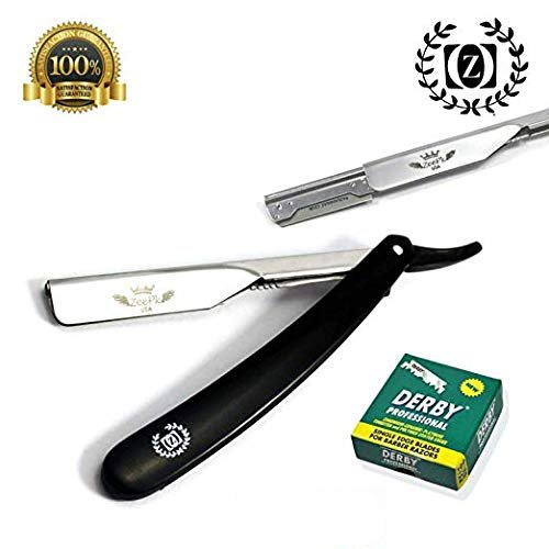BARBER SALON NAVAJA CUT THROAT STRAIGHT RAZOR RASOIR NAVAJA BLU + 100 BLADES