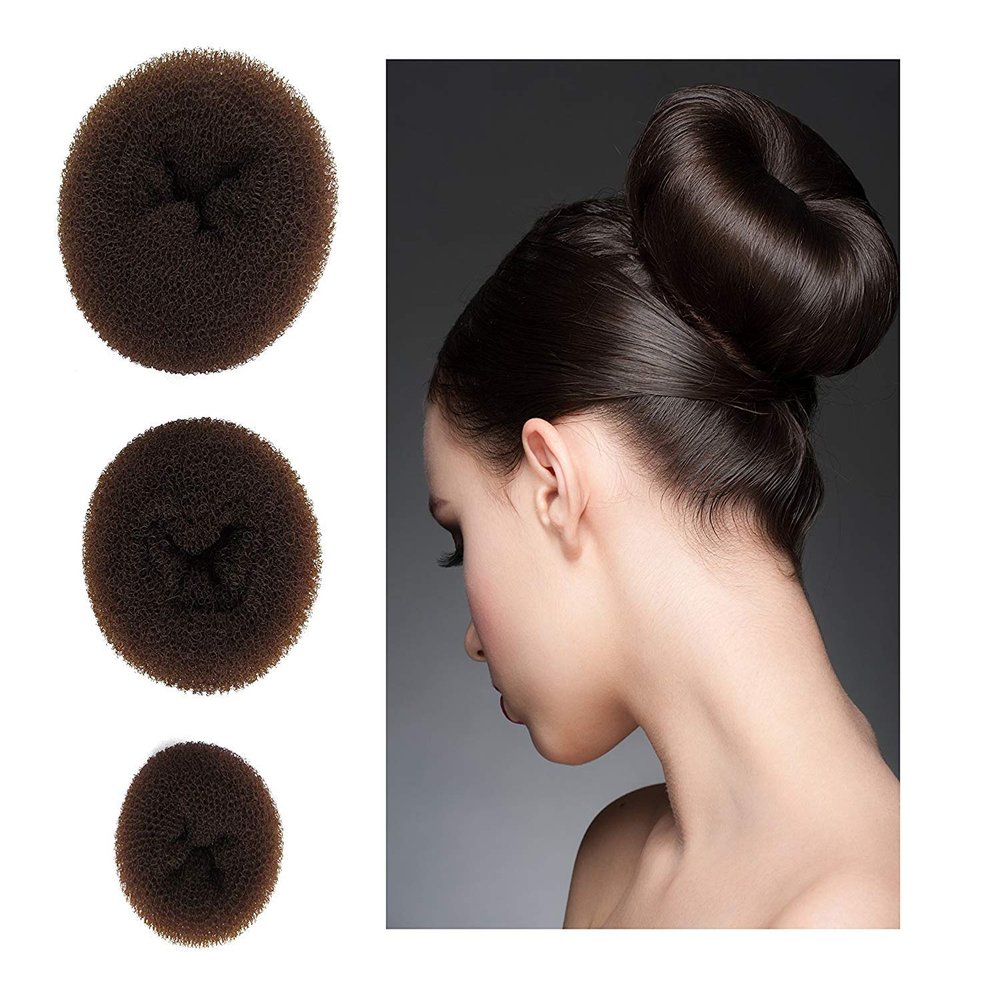 AnHua Set of 3 Donut Hair Bun Makers Hair Buns Accessories (1 Small, 1 Medium, 1 Large) (Colors: Brown)