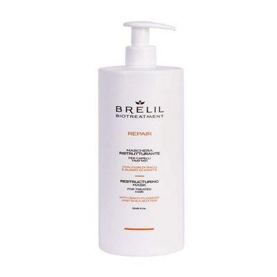 Brelil Bio Treatment Repair Mask with Bach Flowers and Organic Shea Butter for Treated Hair (33.81 fl.oz.)