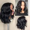130 density Natural Color Short Wavy Lace Wigs Glueless Lace Front Wigs with Baby Hair Virgin Brazilian Bob Full Lace Human Hair Wigs For Black Women (10", full lace wig) view 1