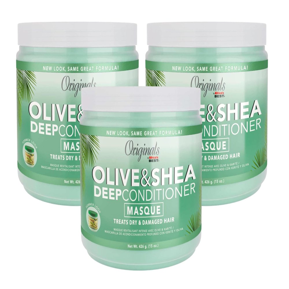 Africas Best Conditioner Originals Olive Oil Deep 15 Ounce Jar (443ml) (3 Pack)