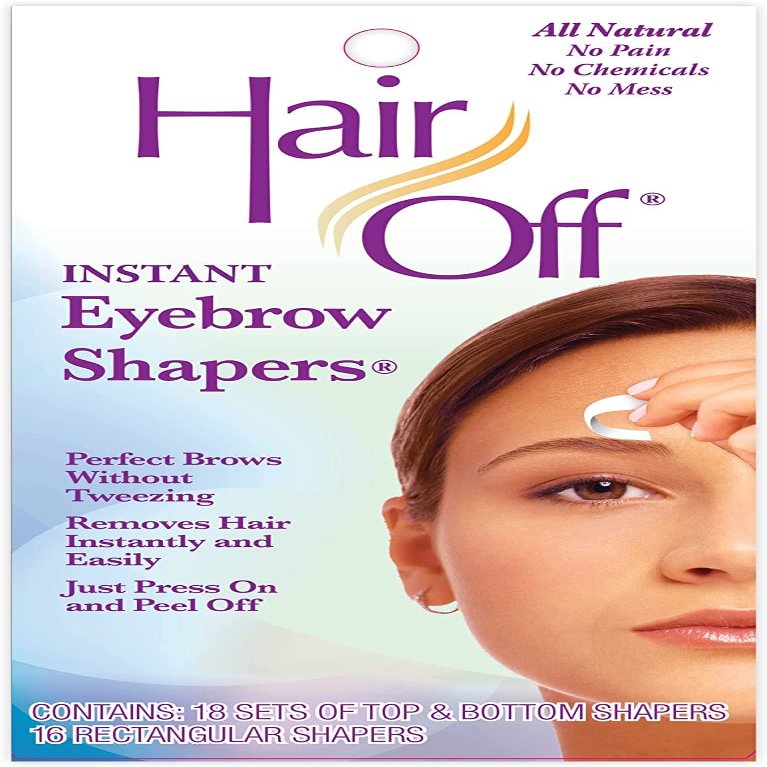 Hair Off Instant Eyebrow Shapers - Fast, Easy, & Mistake Proof Waxing Strips - Natural & Pain-Free Eyebrow Waxing Kit -Wax Strips for Hair Removal for All Skin Types (18 each, Pack of 3)