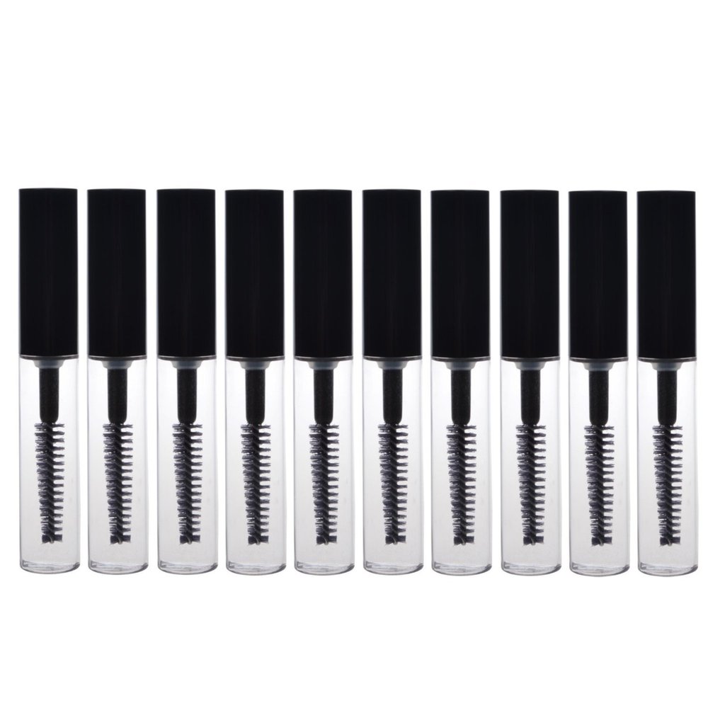 AKOAK 10 Packs 4ml Transparent Reusable Empty Bottle Tube Container Makeup Vials Cosmetic Tool for Eyelash Growth Oil/Mascara with Brush for Home and Travel