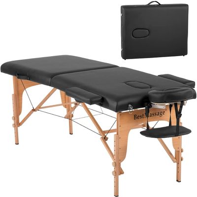BestMassage Massage Bed Portable Massage Table 28 inch Wide Lash Bed Height Adjustable PU Leather 2 Folding with Oxford Bag for Spa Footmassage Facial CareSpa Tattoo