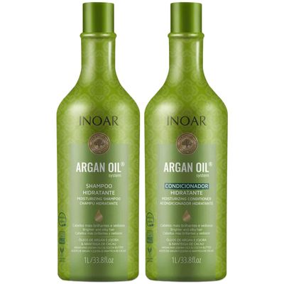 Inoar Argan Oil Shampoo & Conditioner Set - Hydrating, Moisturizing, Nourishing, Shine for Dry Damaged Hair - Repair, Hydration & Strengthen Chemically Treated Hair for Men and Women, 67.6 Fl Oz