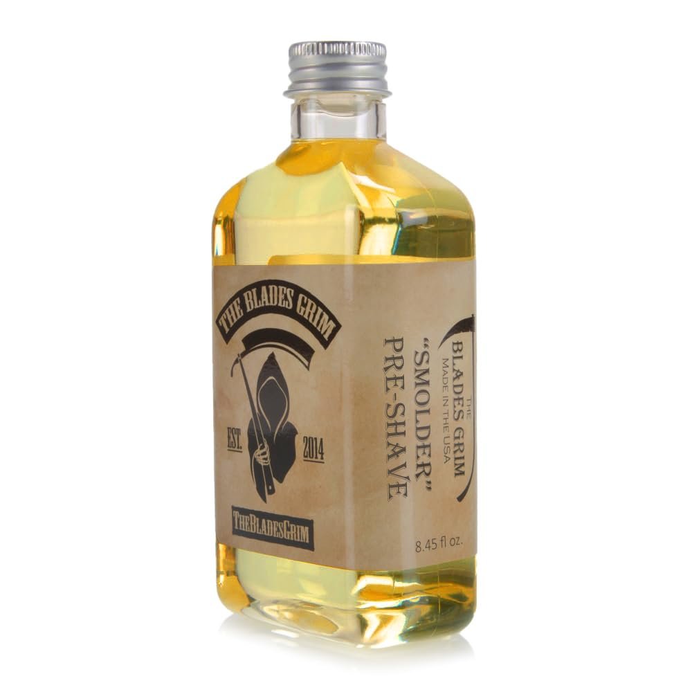 The Blades Grim  Pre-Shave Oil, Handmade in the USA (Smolder, 8.45oz)