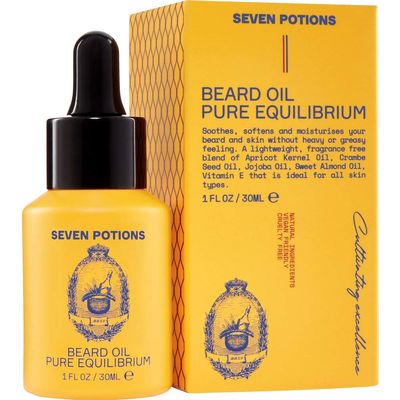 SEVEN POTIONS Natural Beard Oil for Men 1 FL OZ / 30ml Fragrance Free & Unscented Beard Softener & Conditioner Vegan Conditioning Oil That Helps Prevent Itch & Dandruff (Pure Equilibrium)