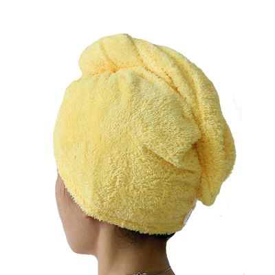 Adela Boutique Women Girl Hair Drying Towel Microfiber Hair Turban Wrap Compatible College Dorm, Pools, Gyms, Beaches, Bathroom (Yellow)