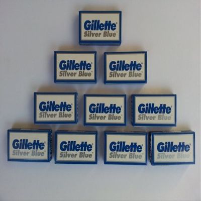 50 Silver Blue Double Edge Razor Blades Made in Russia by 7 O'clock