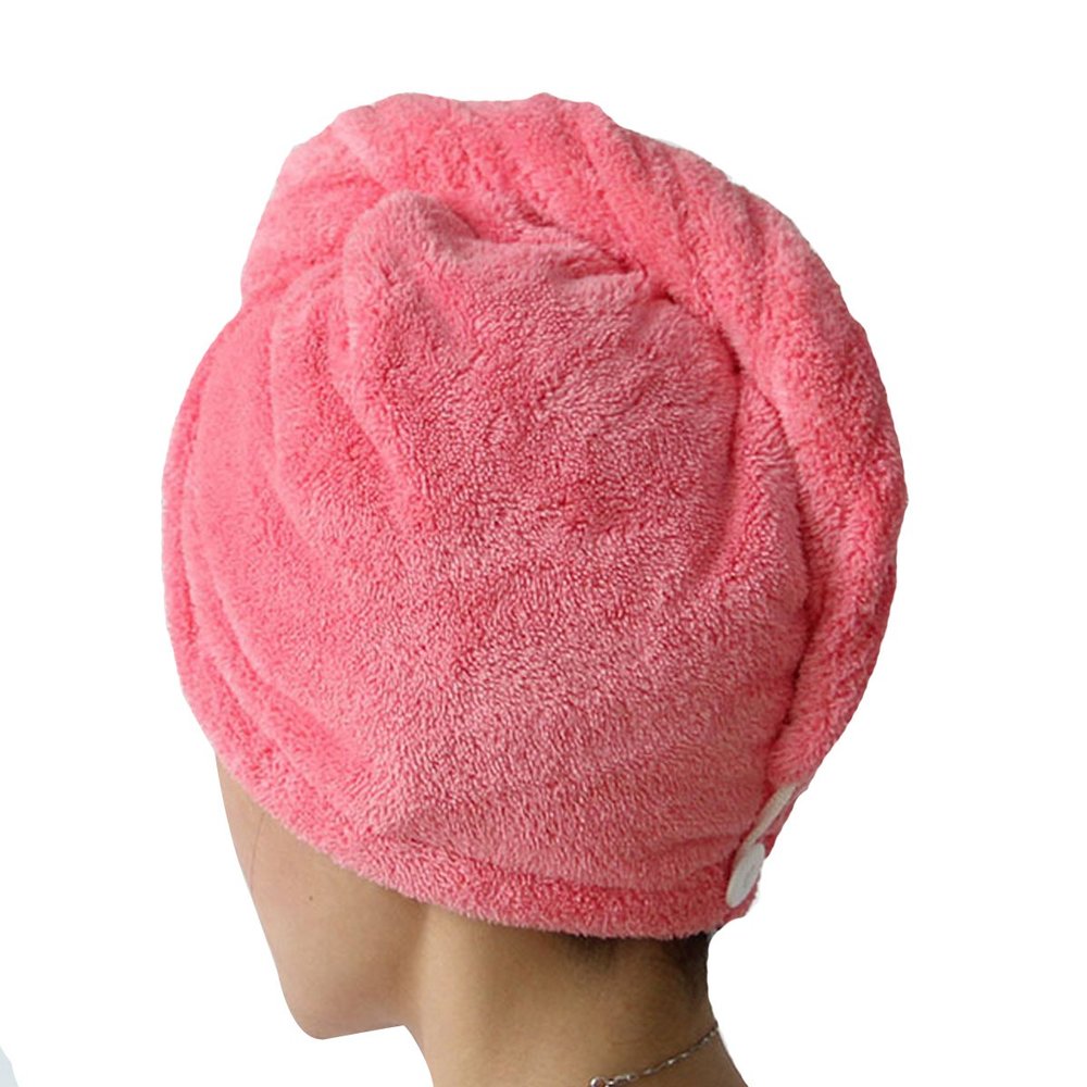 Adela Boutique Women Girl Hair Drying Towel Microfiber Hair Turban Wrap Compatible College Dorm, Pools, Gyms, Beaches, Bathroom (Rose Red)
