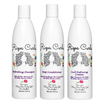 Rizos Curls Trio Bundle, Hydrating Shampoo & Deep Conditioner & Curl Cream Bundle, Gently Cleanse and Hydrate Curly Hair, Style & Define Curls for Frizz Free Volume, For All Curl Patterns 2a - 4c