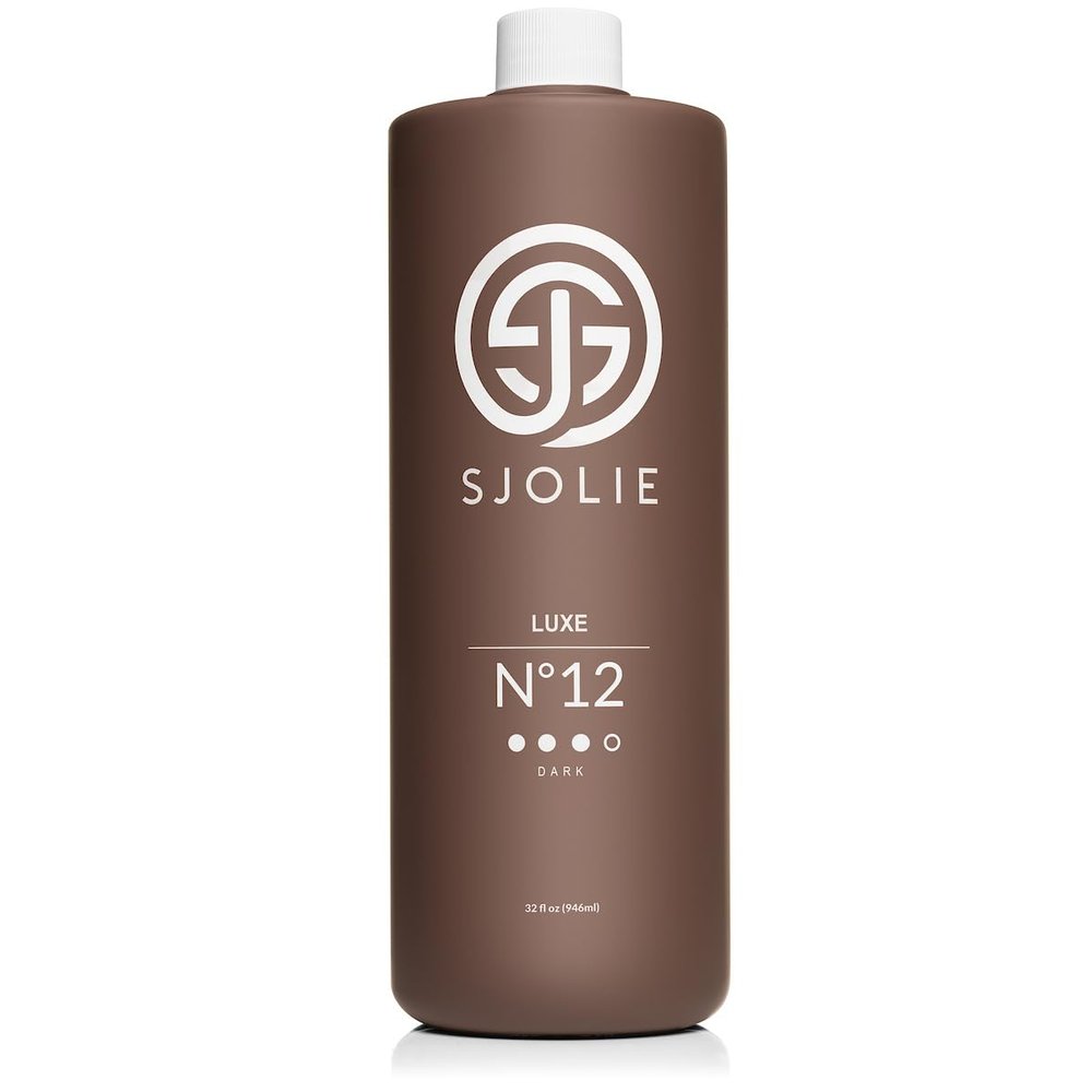 SJOLIE Spray Tan Solution - Luxe 12 - Violet Based Dark Blend | Sunless Tanning Solution for Deep, Dark Bronze Finish, All Natural (32oz)