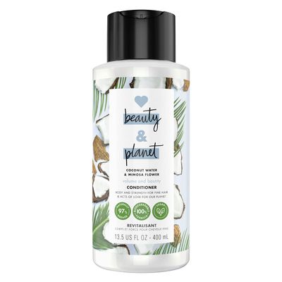 Love Beauty and Planet Volume & Bounty 100% Biodegradable Conditioner For Thin and Fine Hair Care Coconut Water & Mimosa Flower Volumizing Conditioner 0% Silicones, Parabens, And Dyes 13.5 oz