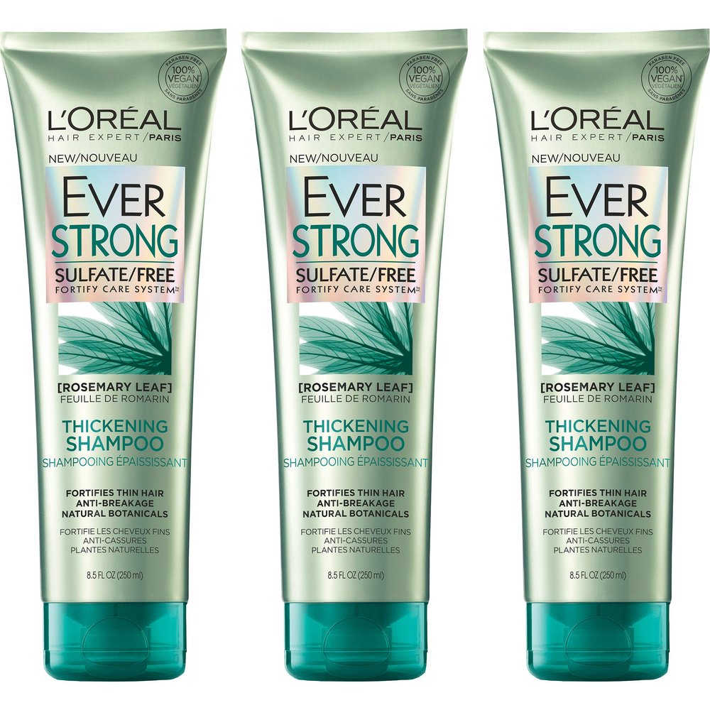 L'Oreal Paris Hair Care Everstrong Sulfate Free Thickening Shampoo, 3 Count