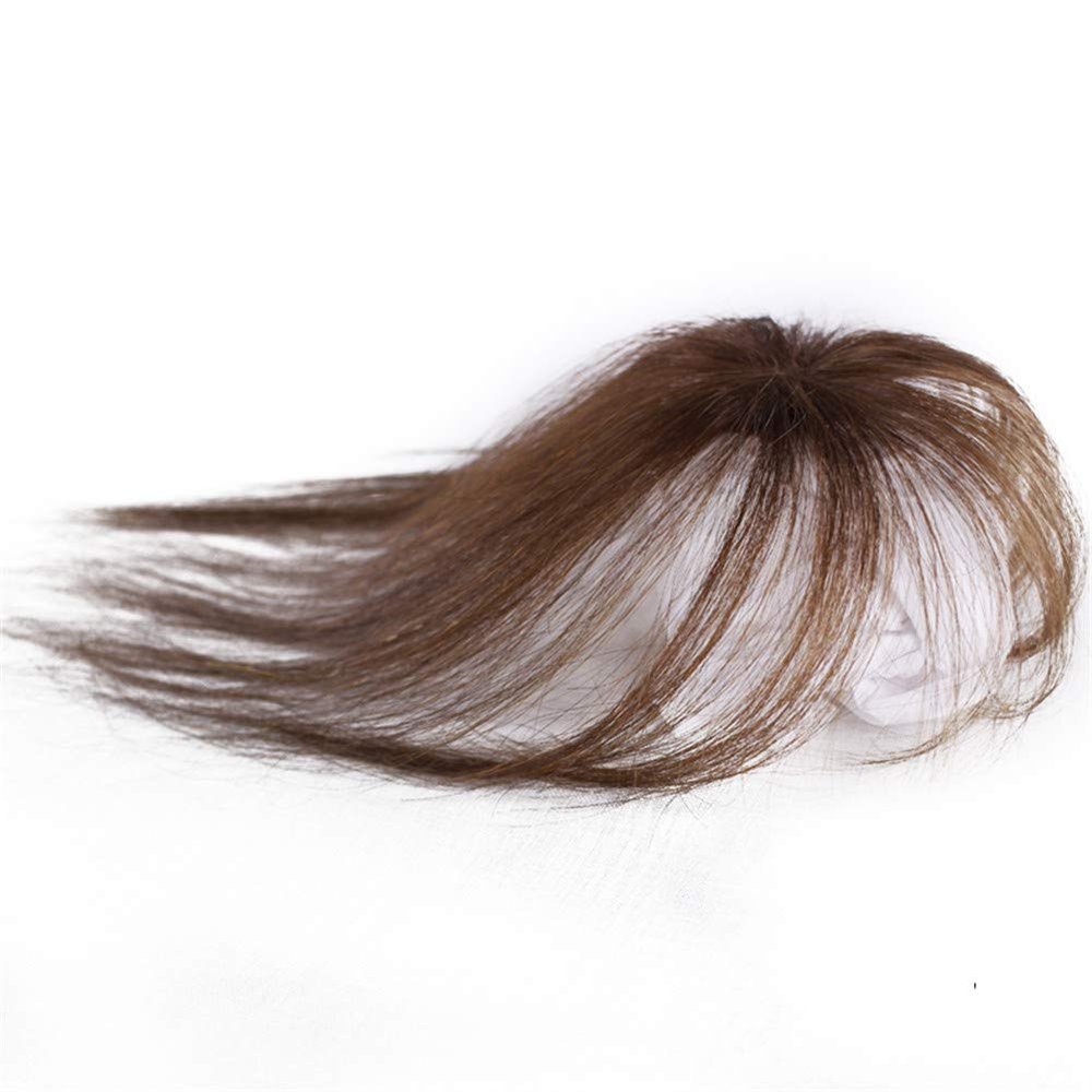 RemeeHi 100% Real Human Hair Bangs Invisible Seamless Sea Head Replacement Wig, Female Short Fake Hair Bangs, Women Hair Pieces, Light Brown