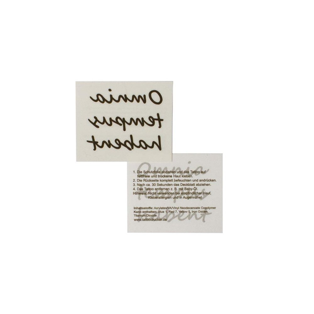 10 x Omnia tempus habent - Black Latin Tattoo Lettering - Temporary Skin Body Tattoo (10)