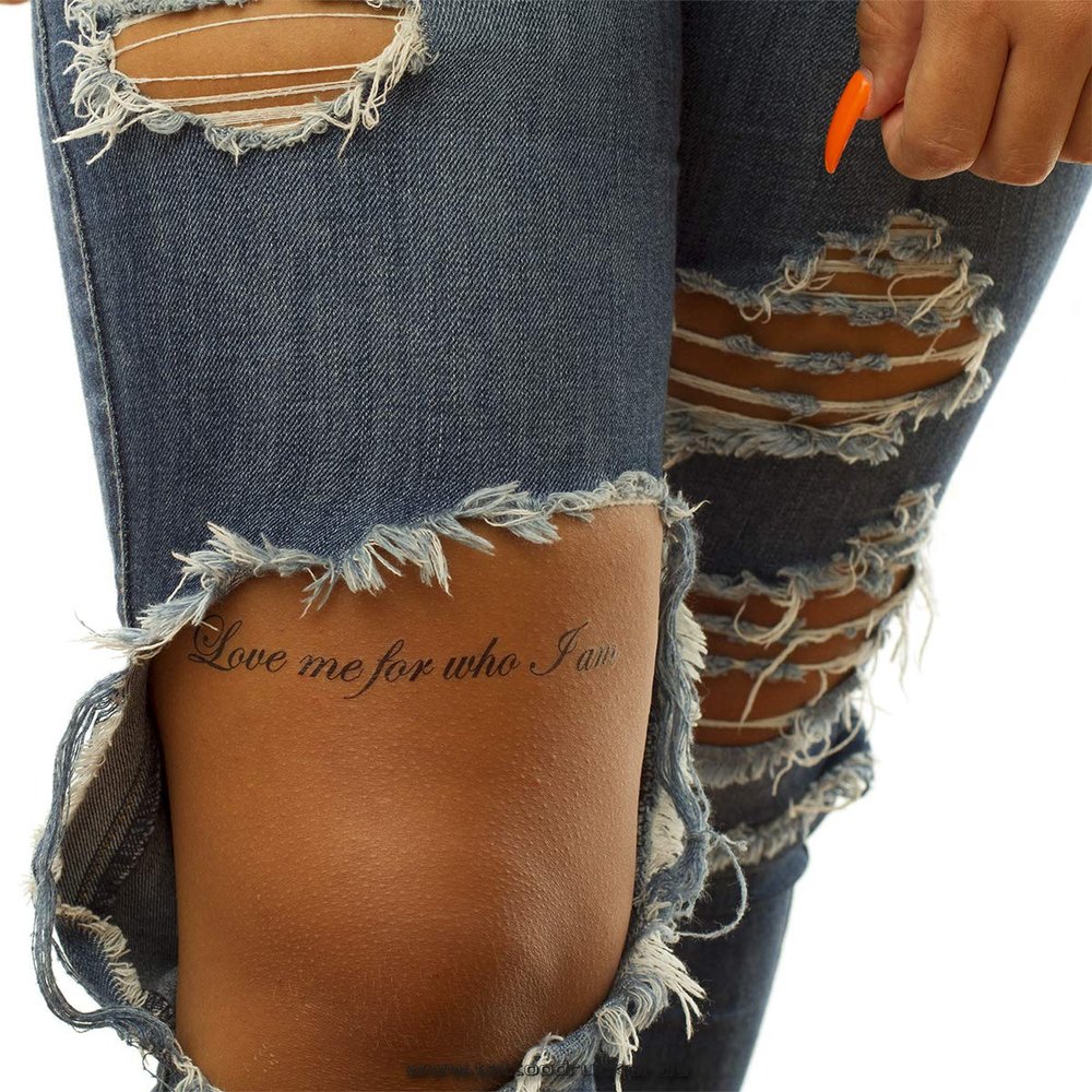 10 x Love me for who i am - Black Tattoo Lettering - Temporary Skin Tattoo Quote (10)