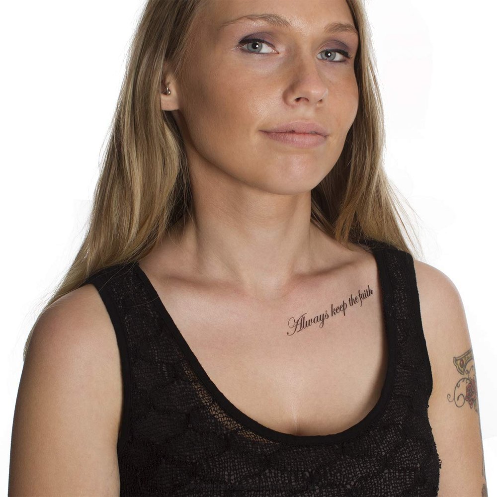 10 x Always keep the faith - Black tattoo lettering - Temporary skin body tattoo saying (10)