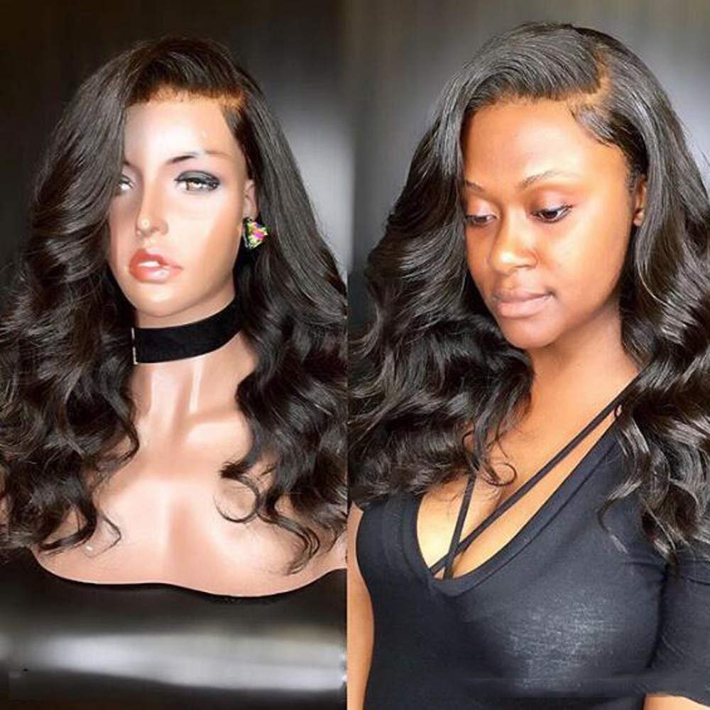 130% Density Natural Color Brazilian Body Wavy Lace Front Wigs For Black Women Glueless Virgin Human Hair Wigs with Baby Hair (12", lace front wig)