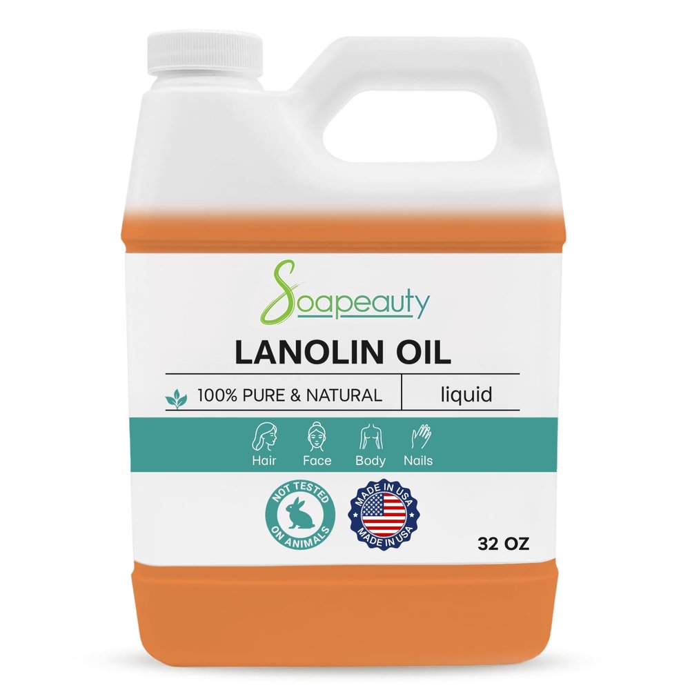 LANOLIN OIL Cold Pressed Unrefined | 100% Natural Available in Bulk | Carrier for Essential Oils, Face, Skin, Hair Moisturizer, Soap Making | (32 oz)