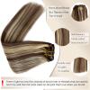 Clip in Hair Extensions Human Hair, 15 Inch Brown Highlights Blonde Hair Extensions Real Remy Human Hair Clip-in Thick Full Brown Hair with Blonde Clip ins, Lightweight to Wear view 3