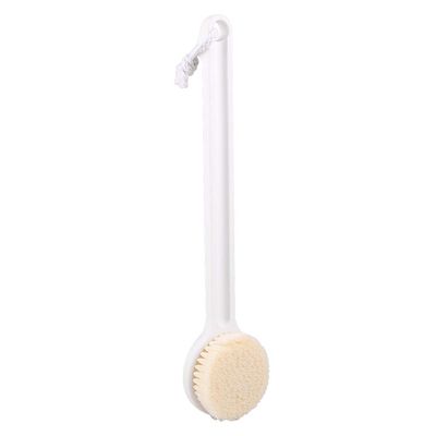 1 Pcs White Long Handle Bath Shower Brush Made With ABS Handle And PBT Sandal Body Brush For Skin