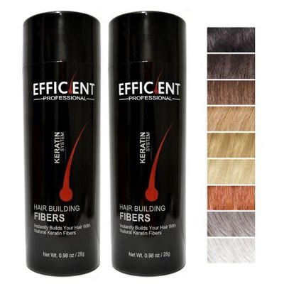 2 of EFFICIENT Keratin Hair Building Fibers, Hair Loss Concealer Net Wt. 28gm / 0.98 oz (Medium Brown)