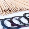 2013newestseller New Nail Art Kits-100pcs Wood Stick Cuticle Pusher Remover Manicure Pedicure Tool+10 Pcs Pretty Sticker Rolls Striping Tape Line Decoractions view 2