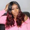 130 Density Glueless Virgin Brazilian Natural Wave Lace Front Wigs Black Root #1bT99j Ombre Human Hair Wigs for Black Women (16", lace front wig) view 1